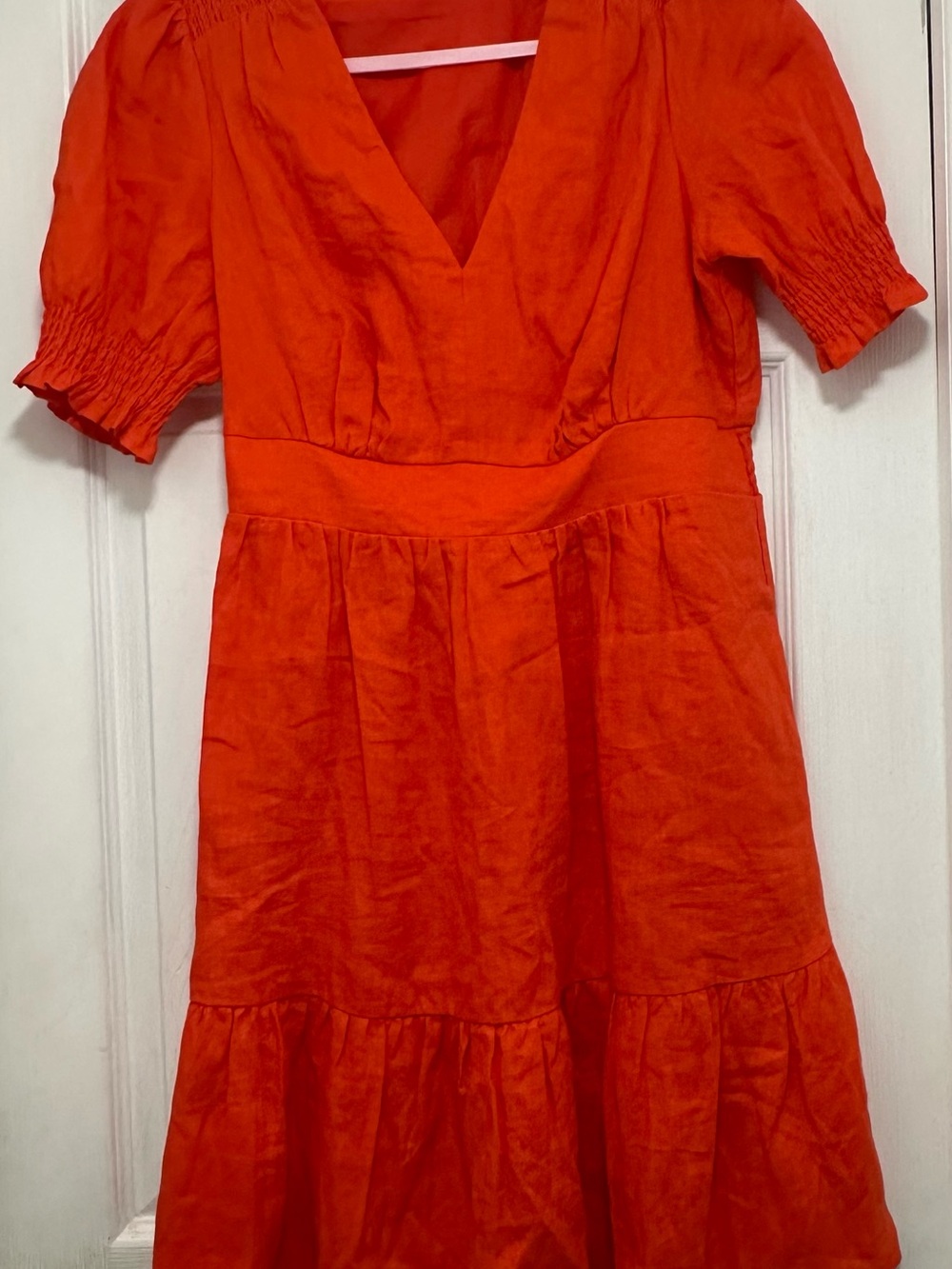 Boden Anna Linen Short Dress in Poppy Red - Size 8R (US) / 12R (UK) - EUC